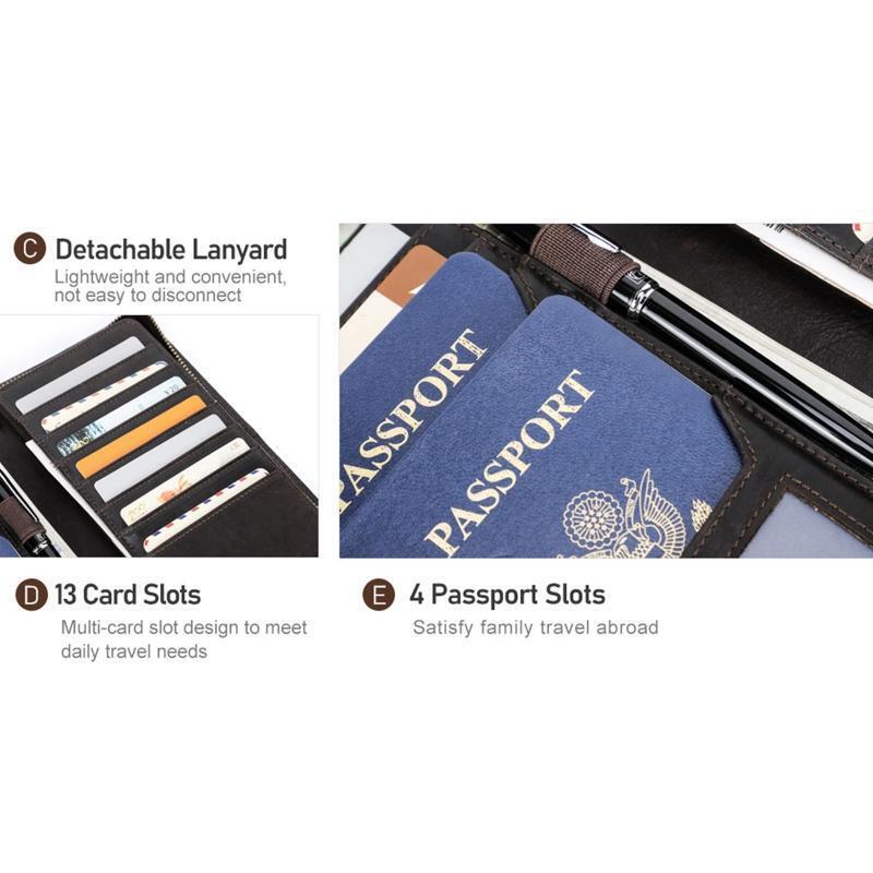Men's Leather Wallet Blocking Card Holder Pen Slot Travel Passport Organizer