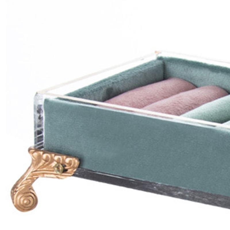 Ring Storage Tray Velvet Cloth Display Organizer Jewelry Pendant Holder