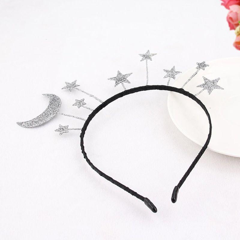Princess Girl Halloween Party Crown Headband Glitter Powder Moon Star Charms