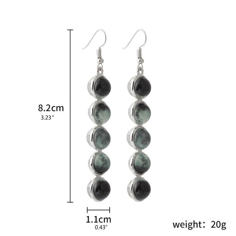 Women Earrings Glowing Glass Dome Moon Phase Earrings Moonstone Dangle Earrings