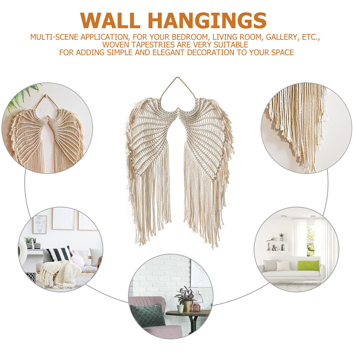 Angel Wings Shaped Cotton Pendant Eco-Friendly Material Wall Hanging Decor