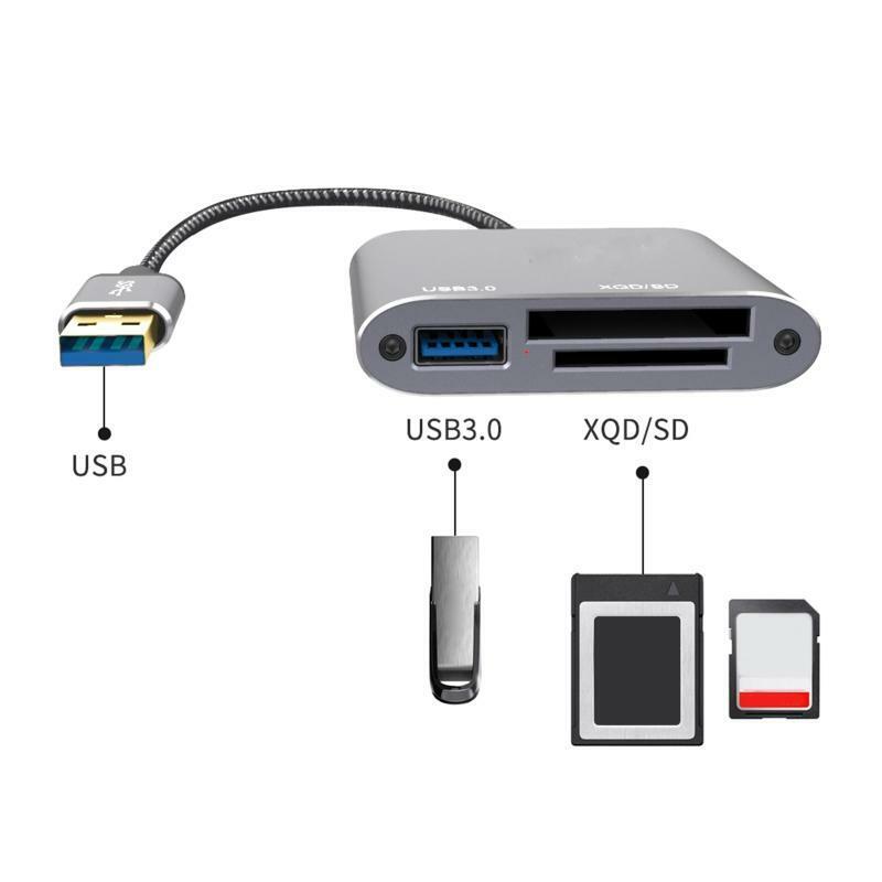 USB 3.0 Portable Card Reader for USB3.0 XQD SD Card with Advanced 3-in-1 Design