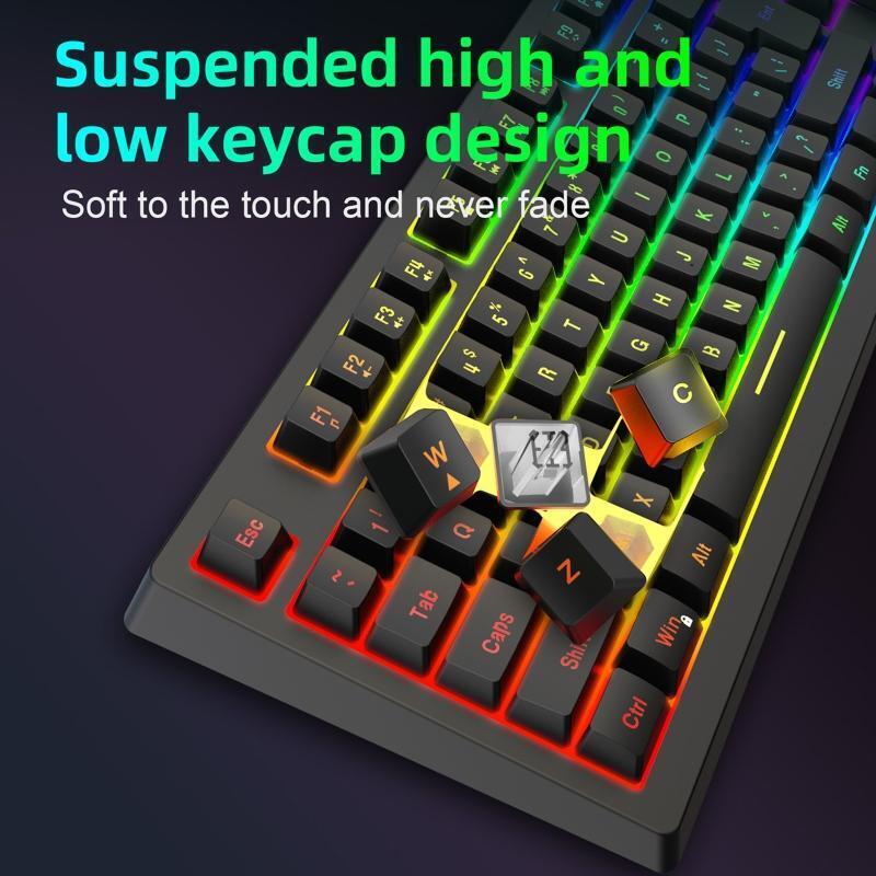 Y-200 Wired Gaming Keyboard 87 Keys Mechanical Shaft RGB Backlits No Conflicting