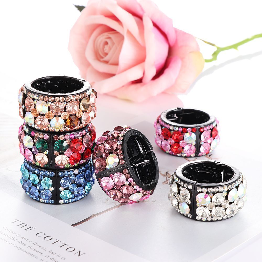 Diamond Ring Plastic Buckle Headband Crystal Hairband Hair Clip Ponytail Holder