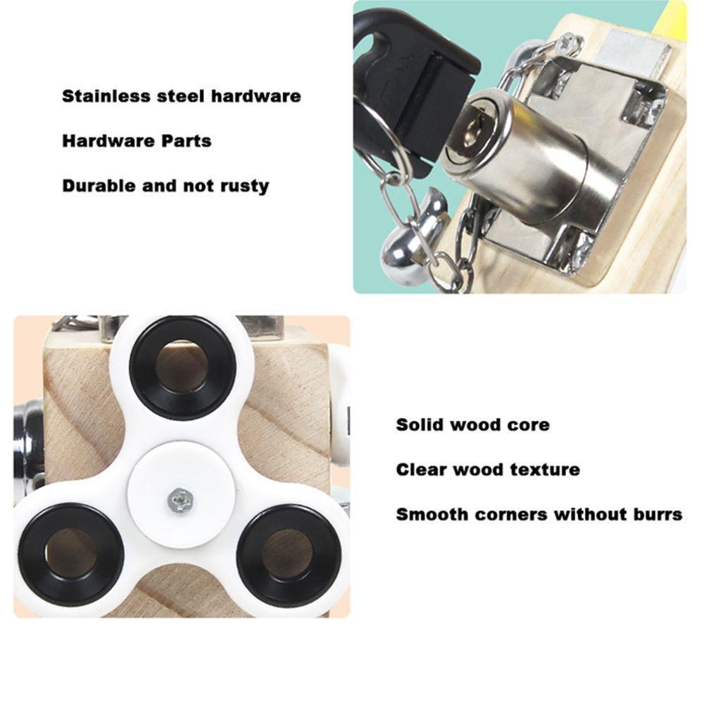Training Montessori Sensorial Game Wood Busy Board Unlock Blocks Early Learning