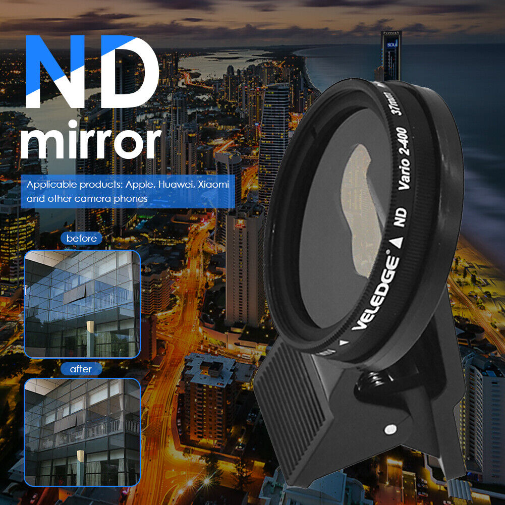 37mm Clip-on ND 2-400 Adjustable Neutral Density Phone Camera Lens Filter