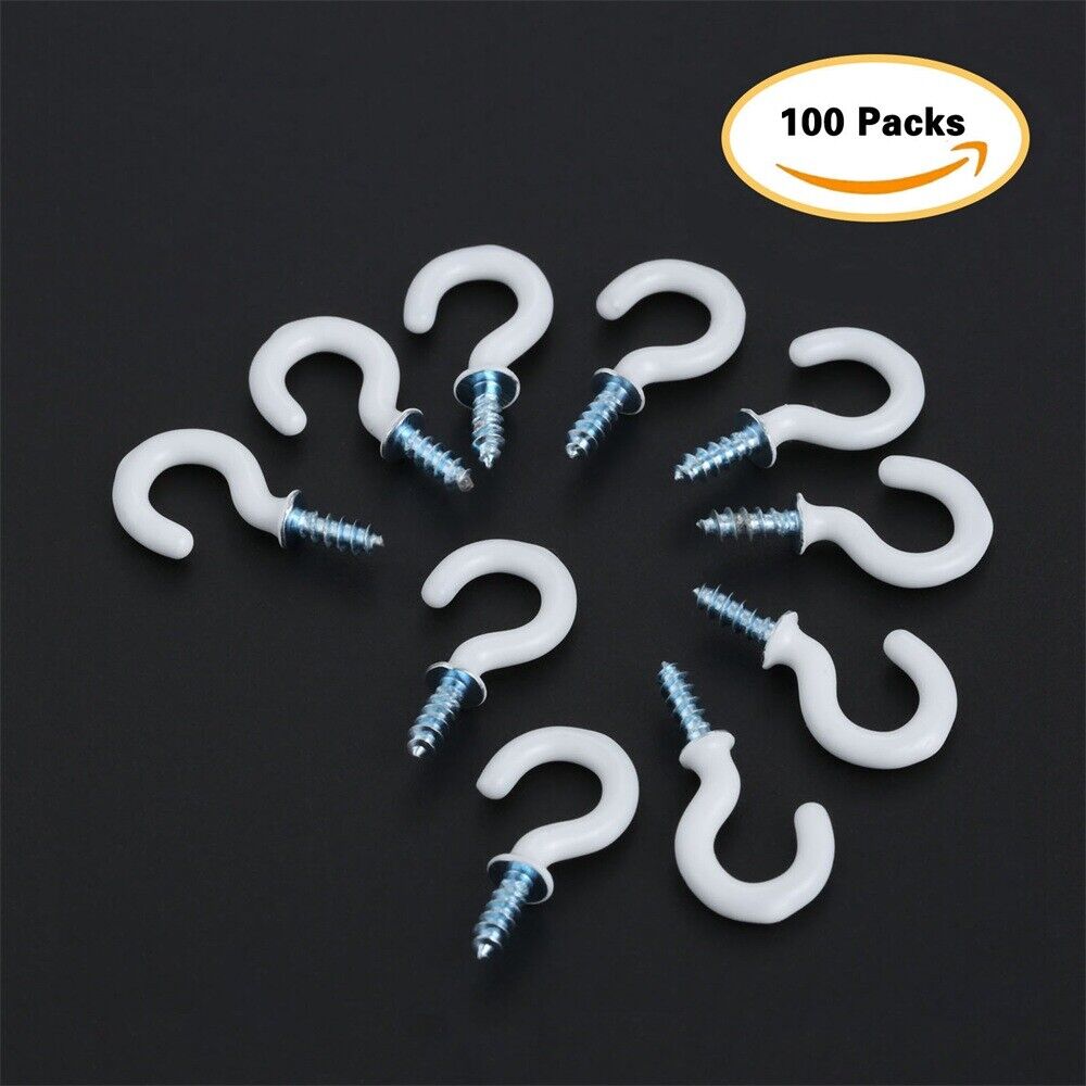 100Pcs 0.94" Strong Sharp Vinyl Coated Ceiling Hooks Space-saving Household Item