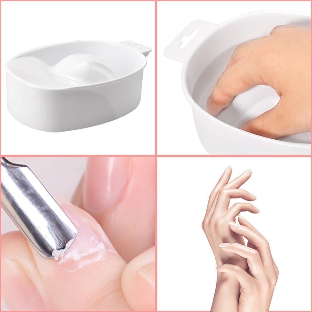 Nail Art Hand Wash Remover Soak Plastic Bowl Nail Bath Manicure Tool(White)