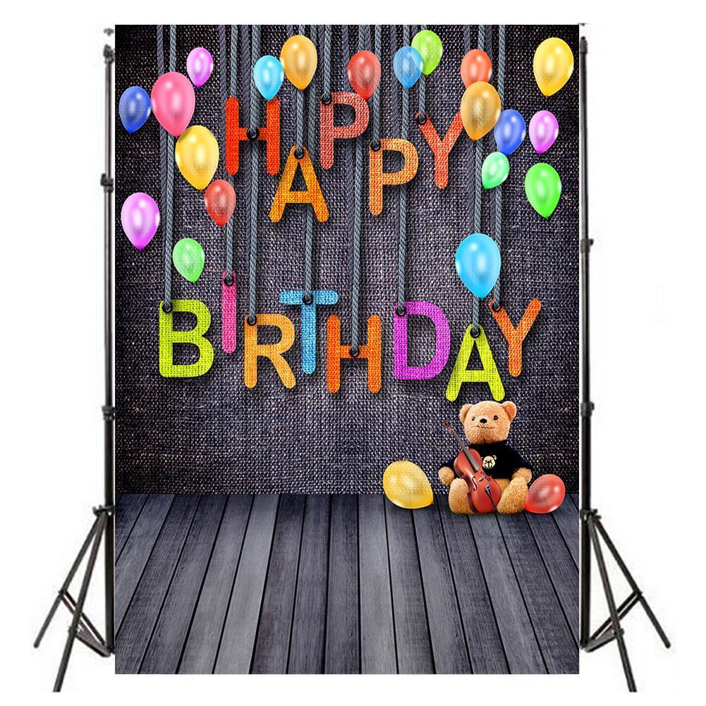 Happy Birthday Art Cloth Backdrop Photographic Studio Prop Kid Family Decor