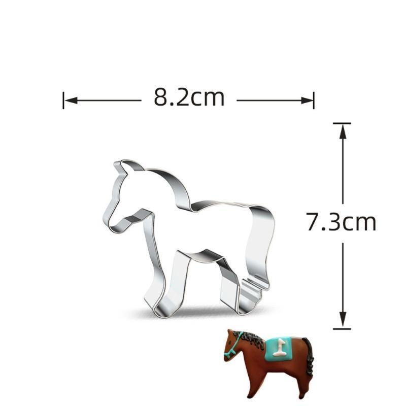 6 Pieces Stainless Steel Biscuits Cutters Cartoon White Horse Cowboy Cake Molds