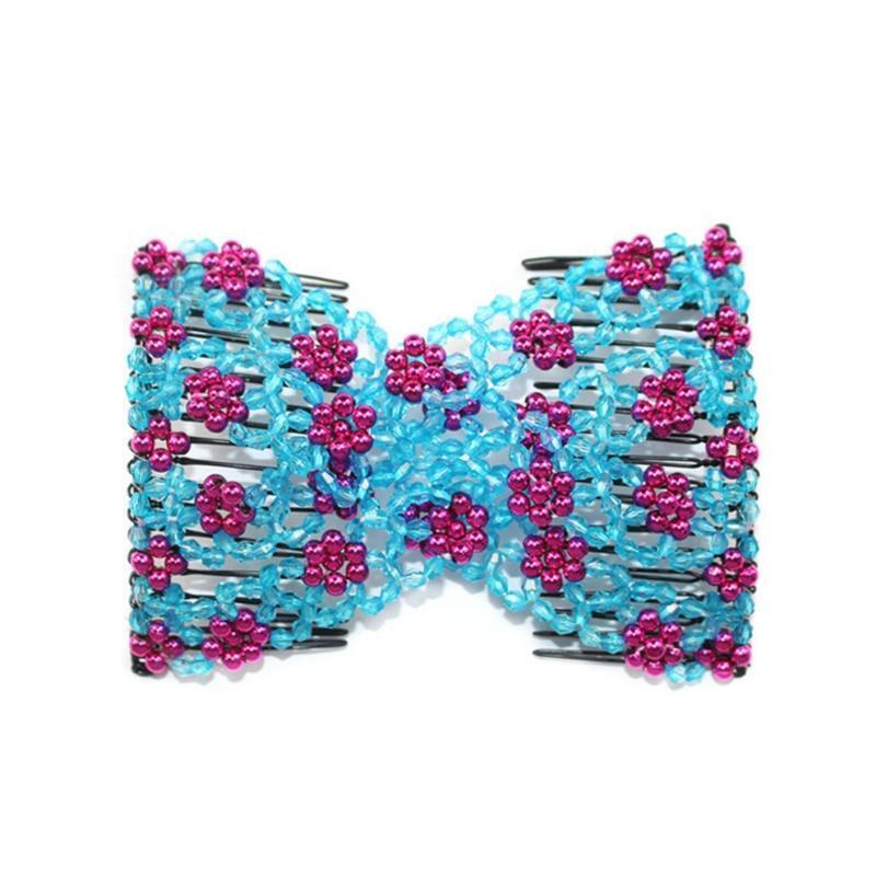 Magic Hair Comb Double Stretch Fashion Elastic Women Clips DIY Hairstyle Beaded