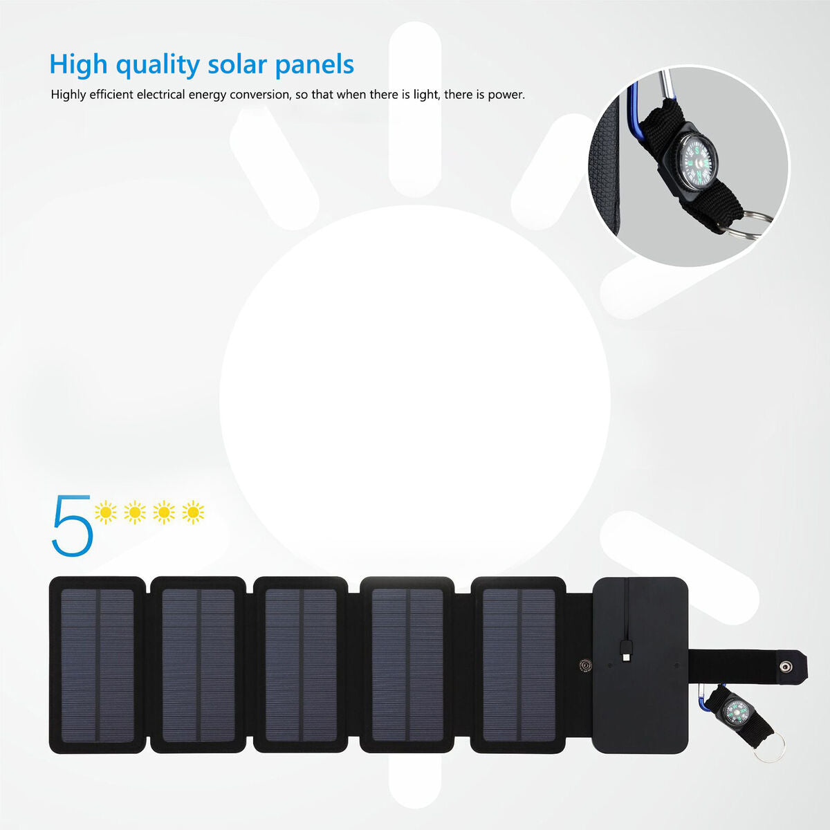 20W Folding Solar Cells Charger Outdoor 5V Solar Panels for Phone Charging