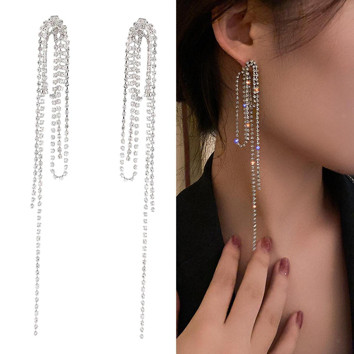 Women Long Tassel Earrings Ear Rings Drop Earring for Girls Bridal Party