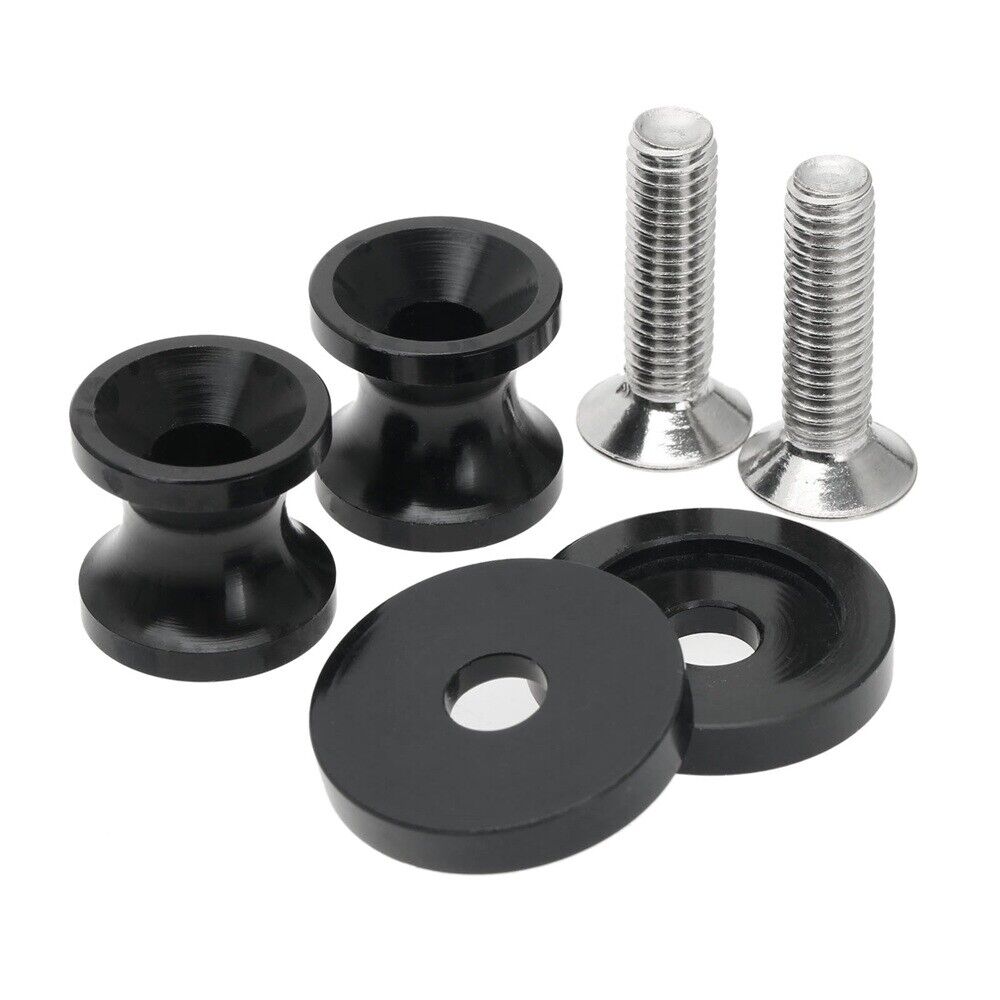 Motorcycle Black 8mm Rear Swingram Spool Sliders Swing Arm Stand Universal CNC