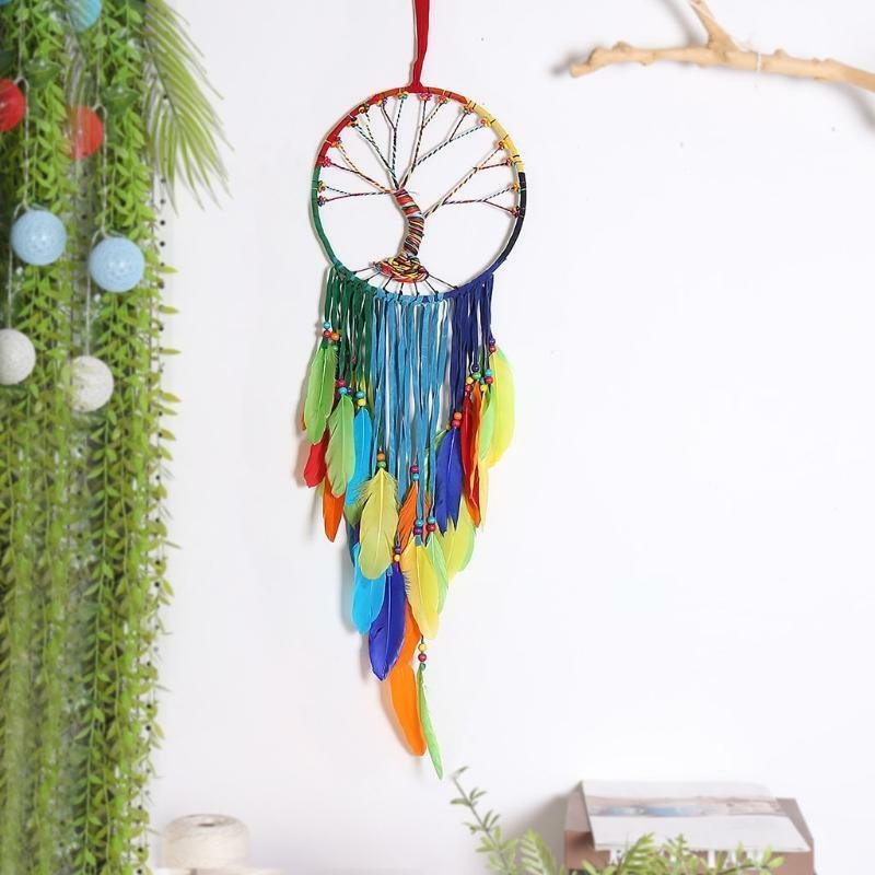 Tree of Life Dream Catchers with Feather Handmade Dreamcatcher Boho Wall Hanging