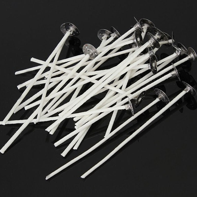 Pack of 50 15cm Pre Waxed Wicks for Candle Making .With Sustainers Nice
