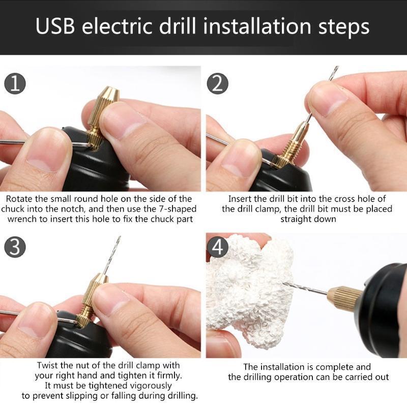 Jewelry Tools 0.7-1.2mm Portable Micro Electric Handheld Drill with Drill Bits