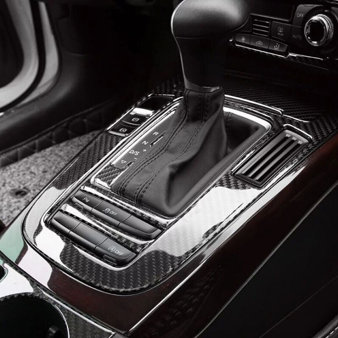 Carbon Fiber Center Control Gear Shift Panel Cover Trim Fit For Audi A4 A5