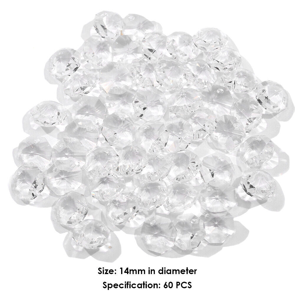 14mm Crystal Glass Diamond Octagonal Beads Home Ornaments (Transparent)