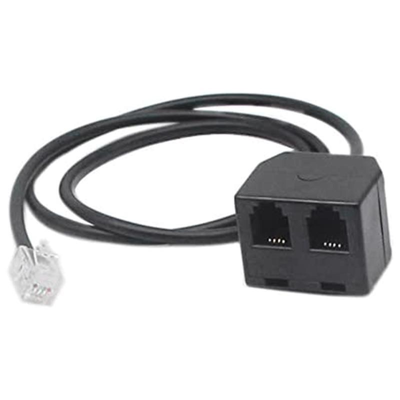 Universal  Extension Cable RJ9 Male to 2 Female 4P4C Connector Adapter Splitter