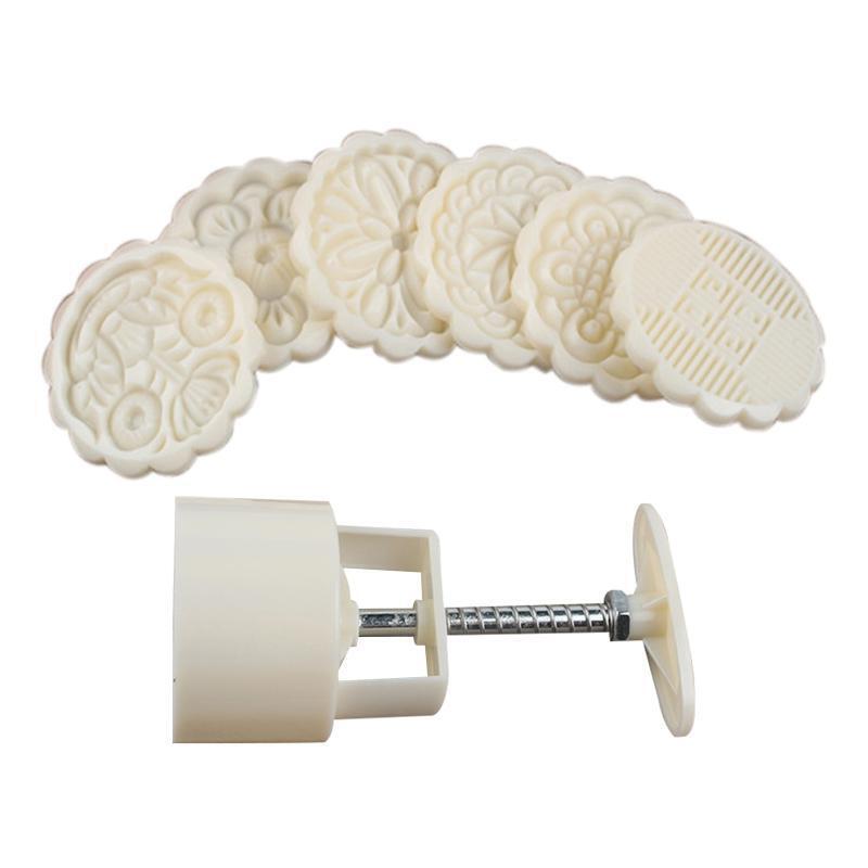 75g 6pcs Cookie Moon Cake Mold Set, DIY Cookie Press Mid Autumn Festival Decor