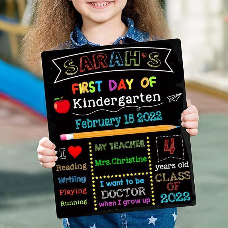 First & Last Days of School Chalkboard for Kid Boy Girl 10x12 Inch Double Sided