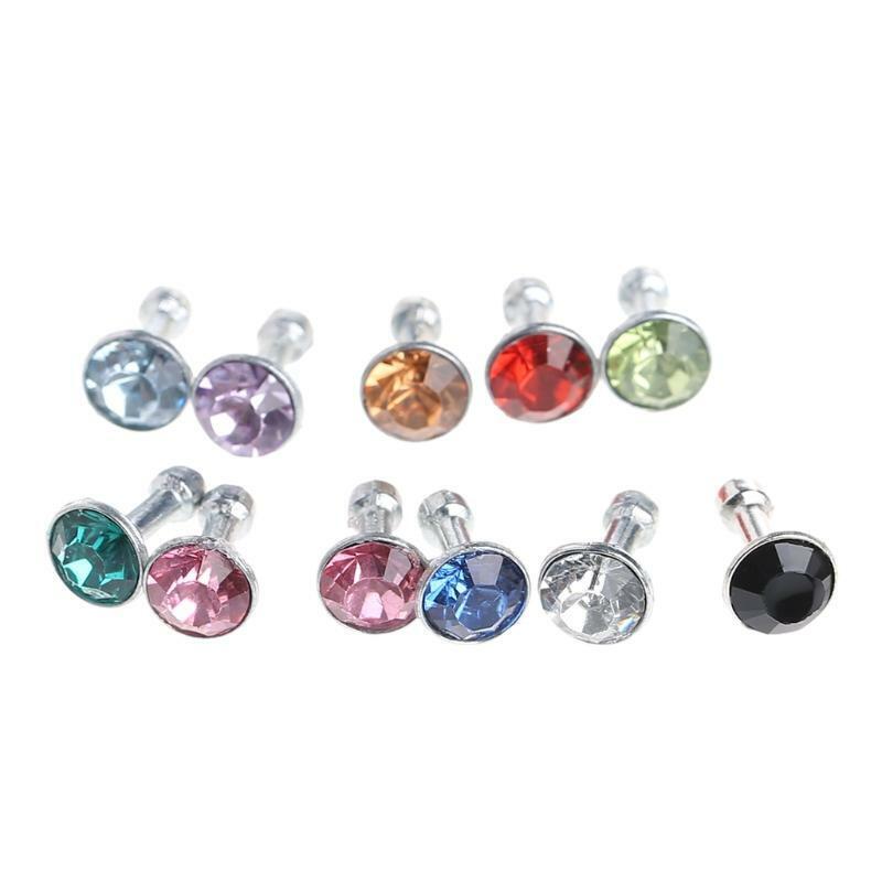 Round Glittering Rhinestone 3.5mm Anti Dust Plug Earphone Stopper For Smart