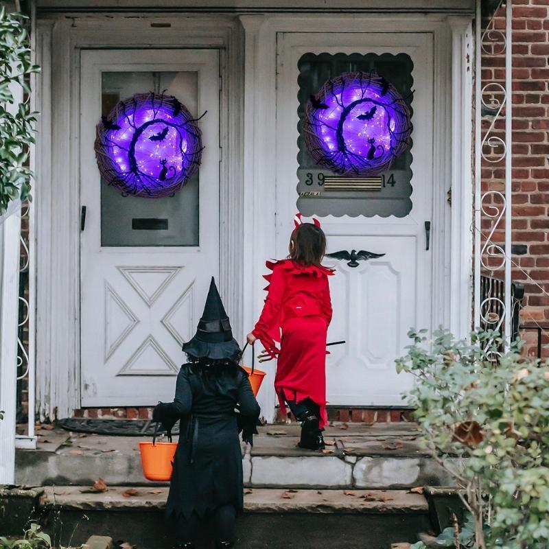 Bat Cat Wreath Halloween Horror Party Haunted House Garden Household Decoration