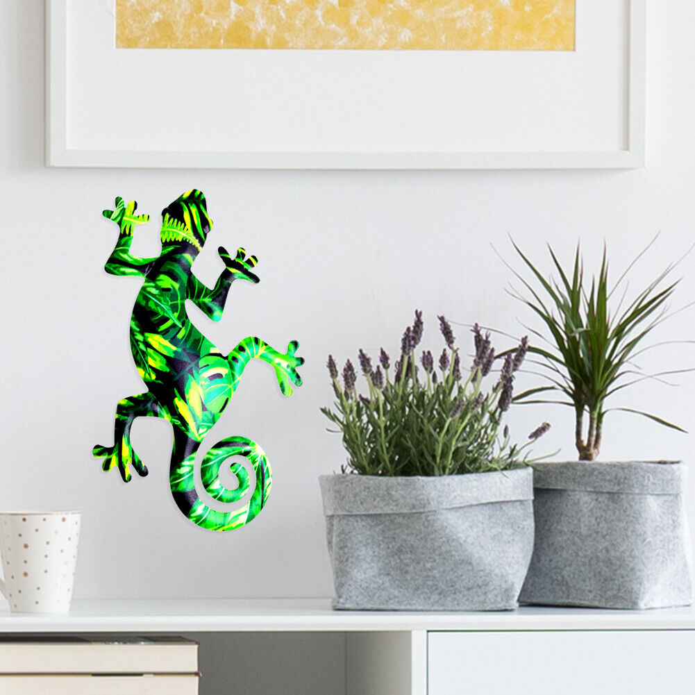 Wrought Iron Animal Gecko Sculpture Garden Outdoor Wall Hanging Gecko (D)