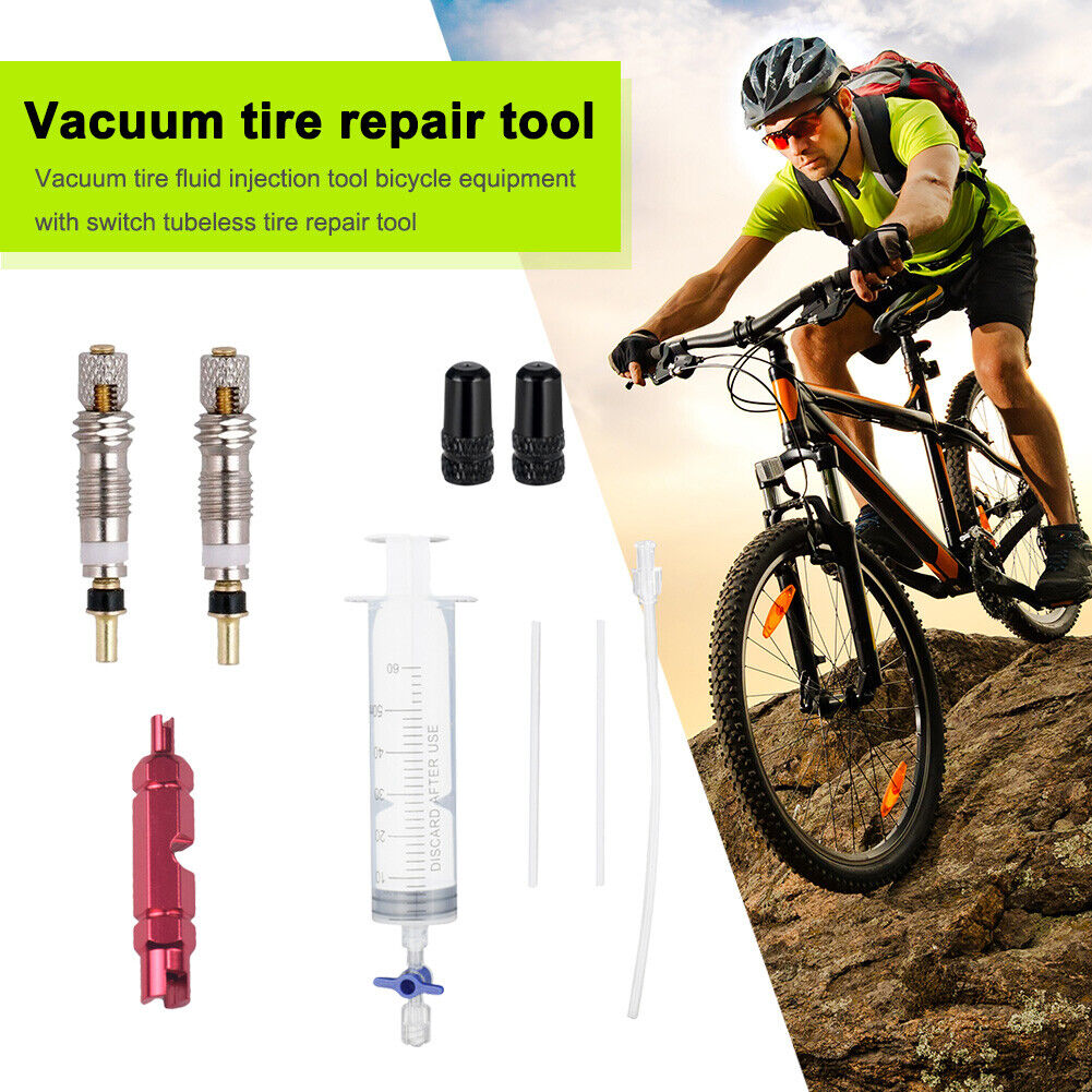 60ml MTB Road Bike Tubeless Tyre Sealant Injector Syringe Tool Kit (Red)