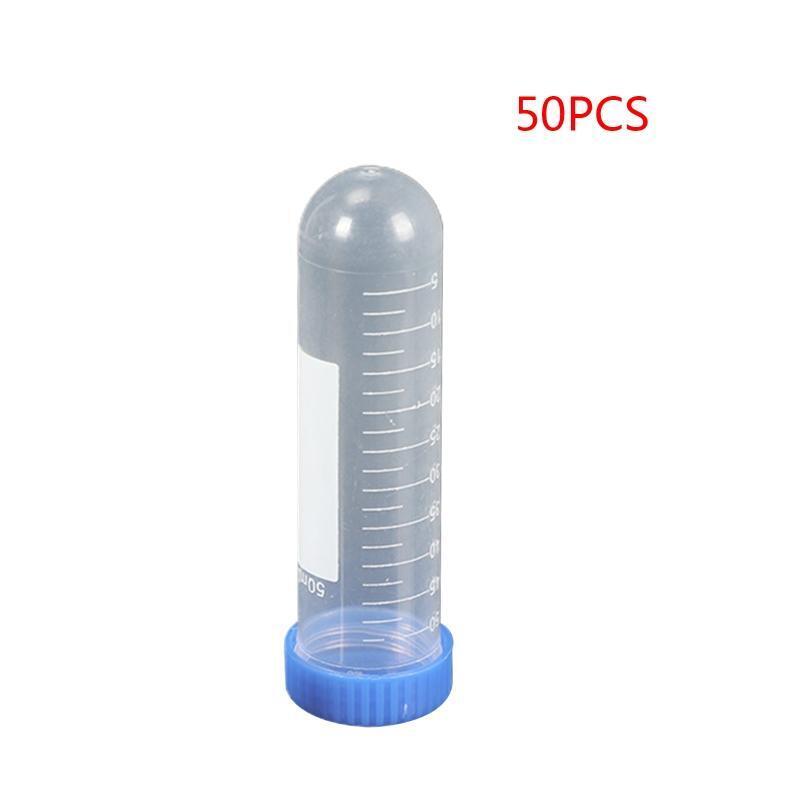 50 Pcs Laboratory Centrifuge Tube 50ml Round Bottom Screw Lid Burette with Scale