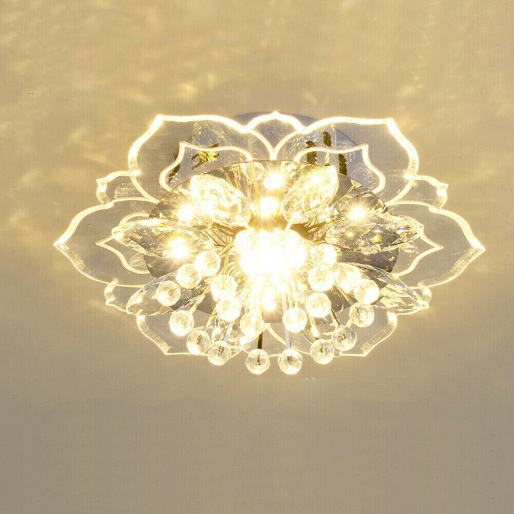 Modern LED Flower Crystal Ceiling Chandelier 9W Decor Lamp (Warm White)