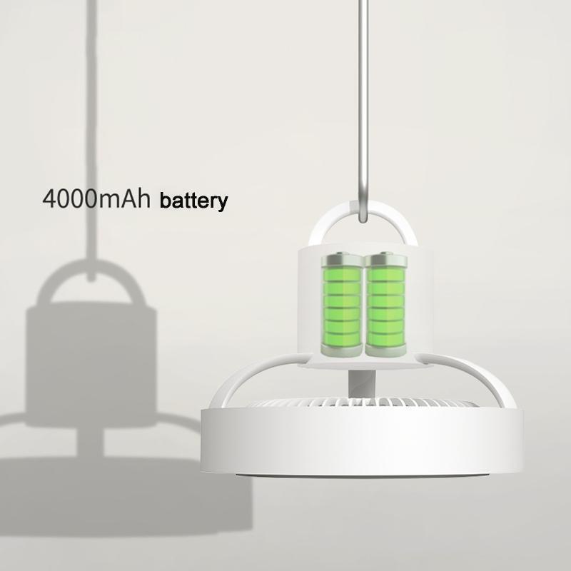 Portable 7inch USB Type-C Camping Fan with LED Lamp 4000mAh for Desk Library
