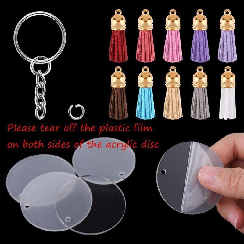 90 Pieces Acrylic Keychain Blanks Acrylic Transparent Circle Discs Clear Disc