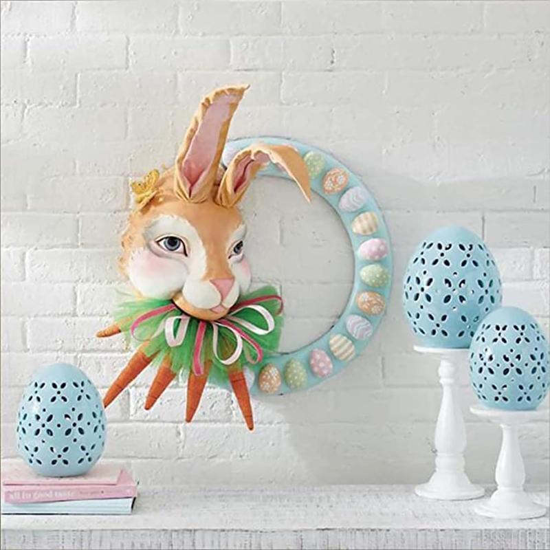 Easter Cottontail Rabbit Wreath Cartoon Bunny Carrot Egg Garland Ornament
