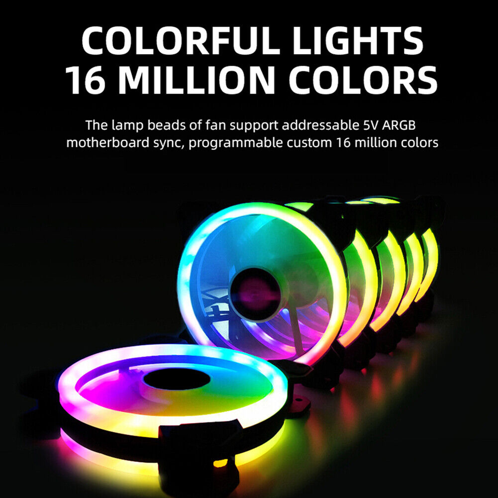 COOLMOON 12cm RGB Small 6 Pin Quiet Desktop PC Case Cooling Fan (1 Fan)