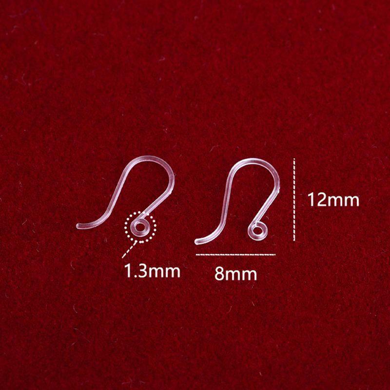 100Pcs Clear Non-Allergenic Plastic Ear Wire Hooks Earring Findings DIY Jewelry
