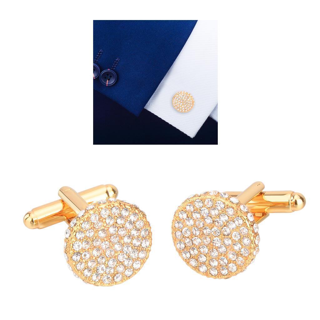 2pcs Crystal Cuff Links Collar Cufflinks Business Banquet for Men 17mm