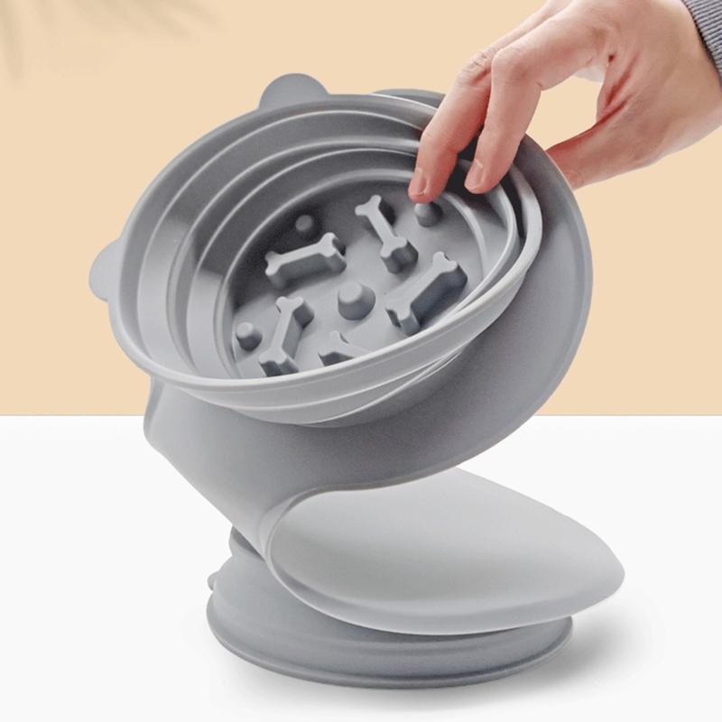Foldable Dog Double Bowl Eco-Friendly Dog Cat Water Bowl for Traveling Hiking