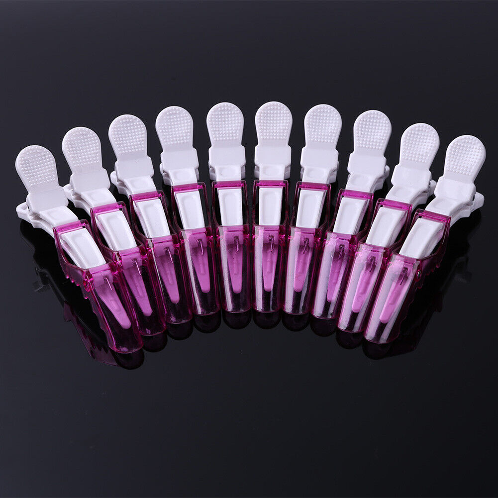 10pcs Plastic Salon Hair Clip Set Hairdressing Crocodile Hair Grip (Pink)