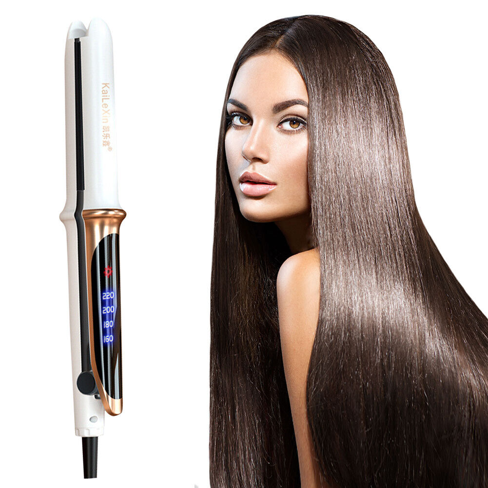 Dual Use Hair Straightener Roller Four-Gear Temperature Heat Curler (White)