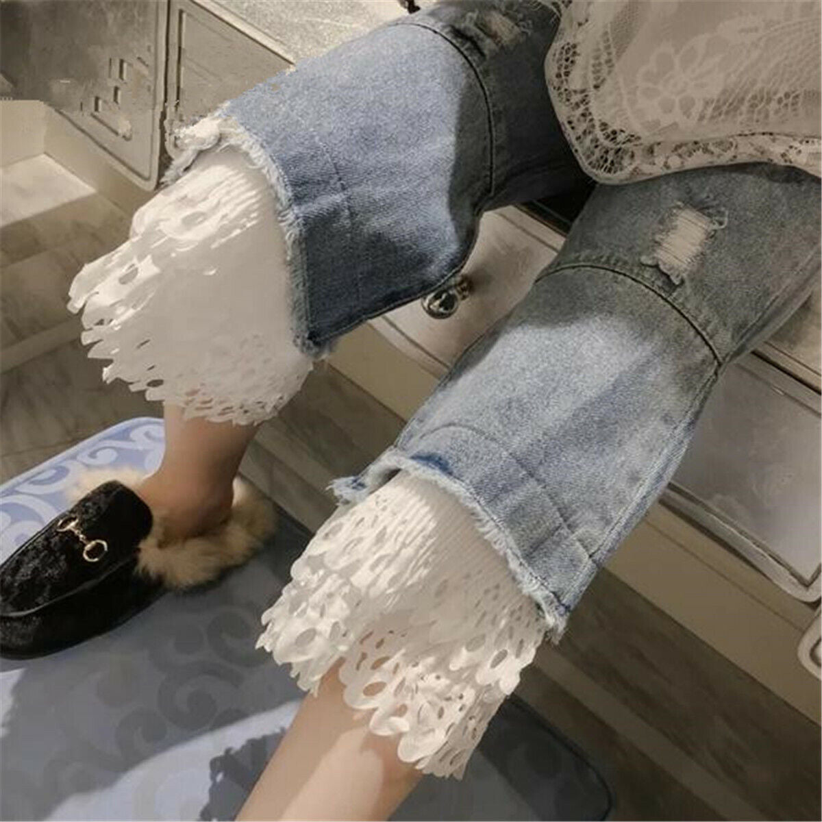1 Yard Double Layer Trim Lace Pleated Hollow Fabric Collar Dress DIY Sewing