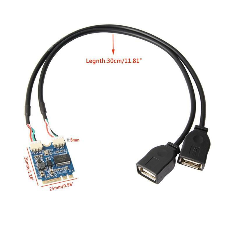 M.2 NGFF Key A-E to Dual USB2.0 Extension Cable Card M.2 to USB Expansion Card