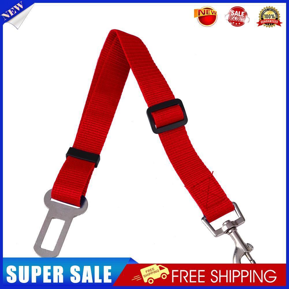 Adjustable Dogs Car Seat Belt Harness Pets Safe Seat Traction Rope (Red)