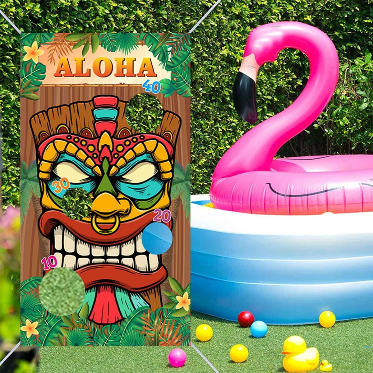 Hawaiian Aloha Toss Game Sandbag Banner for Parties Birthday Gift Children