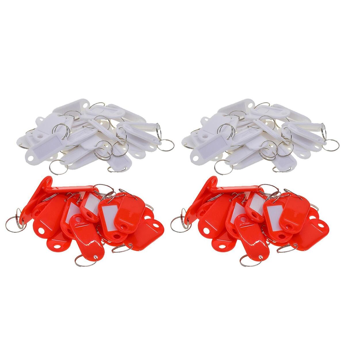 200x Key Tags Metal Rings Id Name Label Car Tags Split Rings Red White