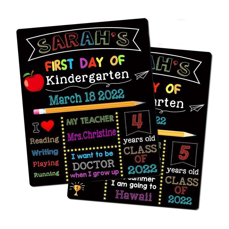 First & Last Days of School Chalkboard for Kid Boy Girl 10x12 Inch Double Sided