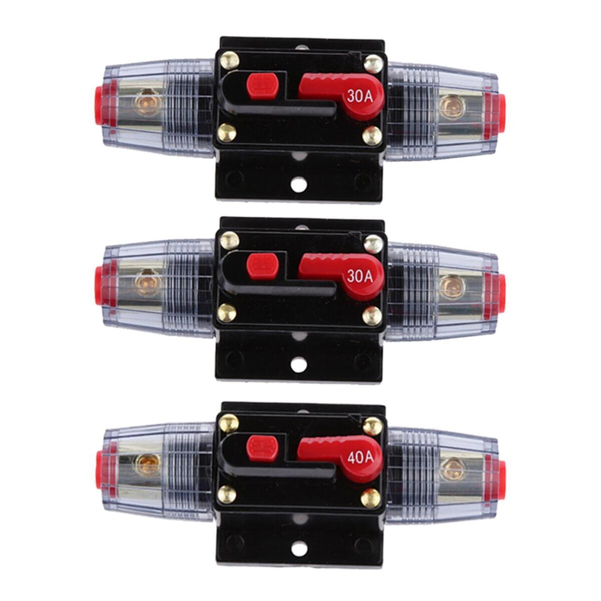 3x Manual Reset Circuit Breaker 12v/24v Auto Boat Stereo Tester Fuse Holder