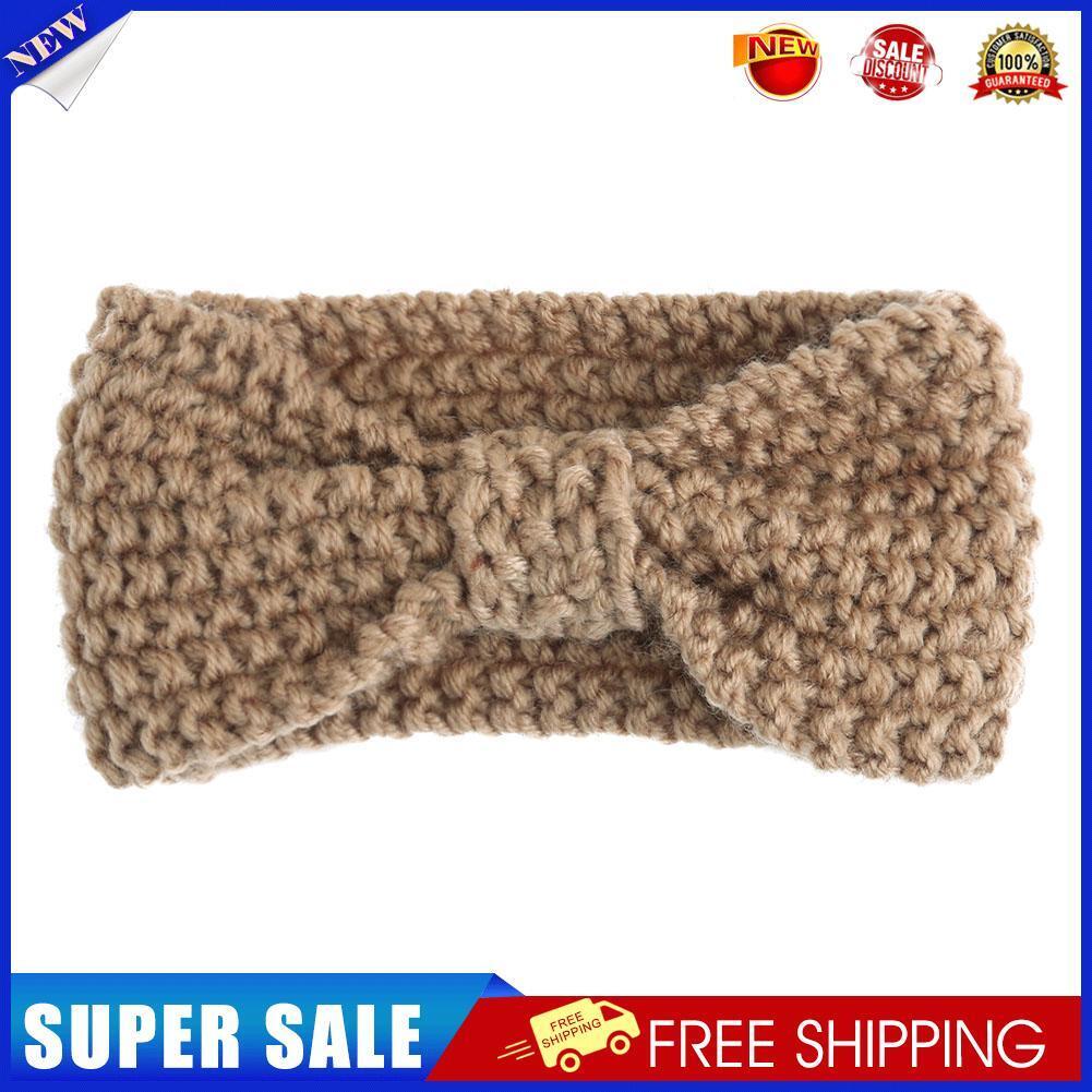 Fashion Baby Knit Crochet Bow Headband Warm Headband Child Headwear(Khaki)