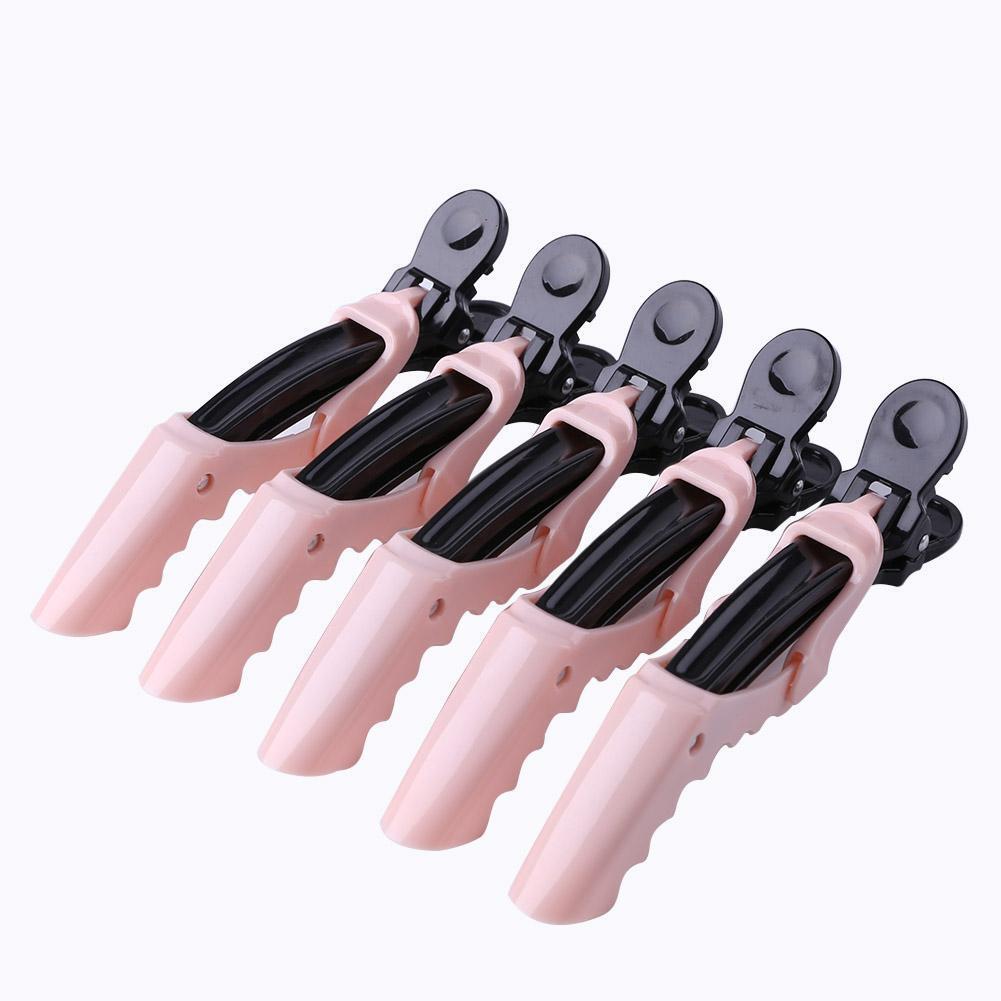 5pcs Crocodile Hair Sectioning Clips Salon Hair Styling Grip Clamps (Pink)